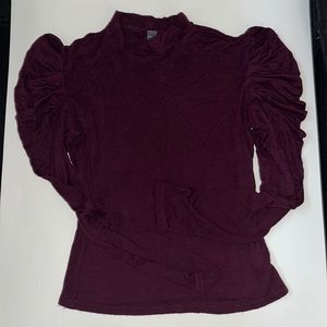 Small Purple Long Sleeve Crop Too W/ Ruffled Shoulders